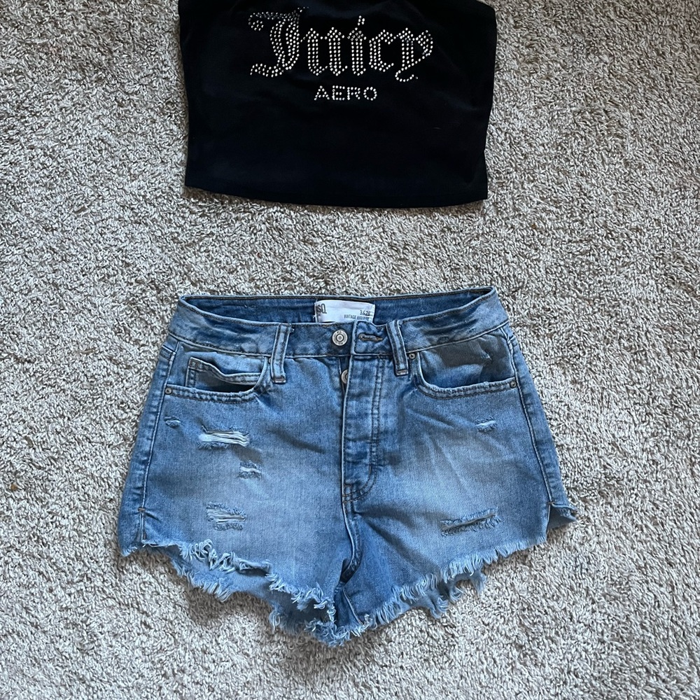 Distressed Denim Shorts
